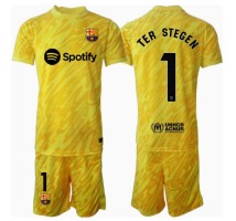 Barcelona Ter Stegen #1 Bramkarskie Koszulka Podstawowa dzieci 2024-25 Krótki Rękaw (+ krótkie spodenki)
